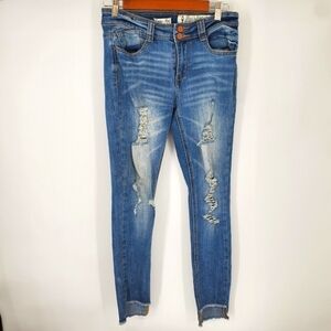 Indigo Rein Stretch Denim Distressed Skinny Jeans Junior Size 9